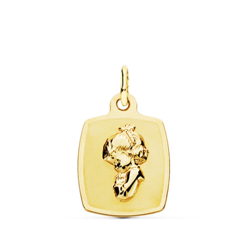 18K Virgin Girl Medal 19x13 mm