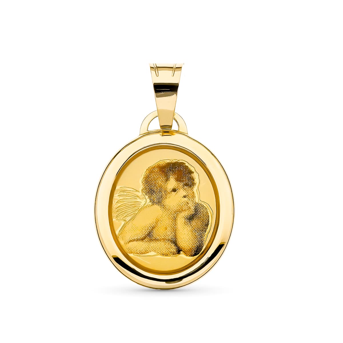 18K Yellow Gold Angelito Medal 19x15 mm