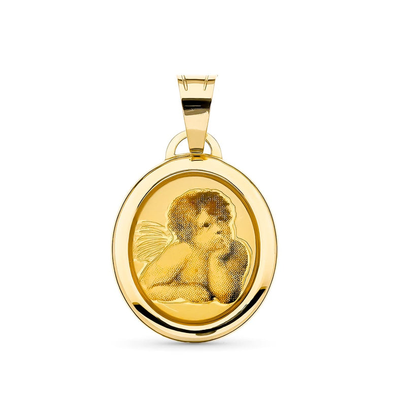 18K Medalla Oro Amarillo Angelito 19x15 mm