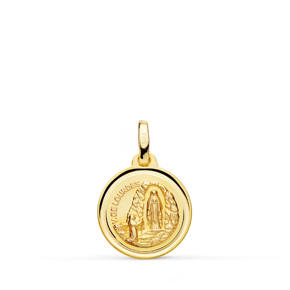 18K Medal Virgin of Lourdes 14 mm Bezel