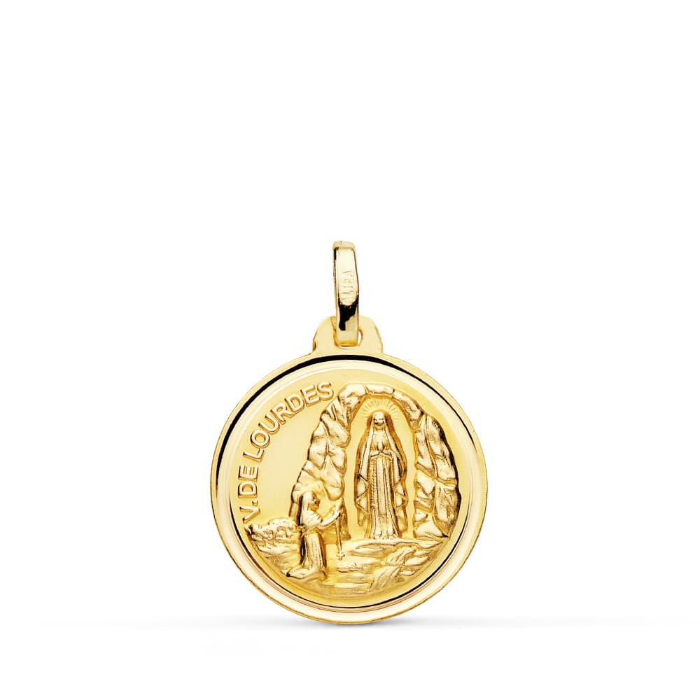 18K Medaille Jungfrau von Lourdes 18 mm Fassung