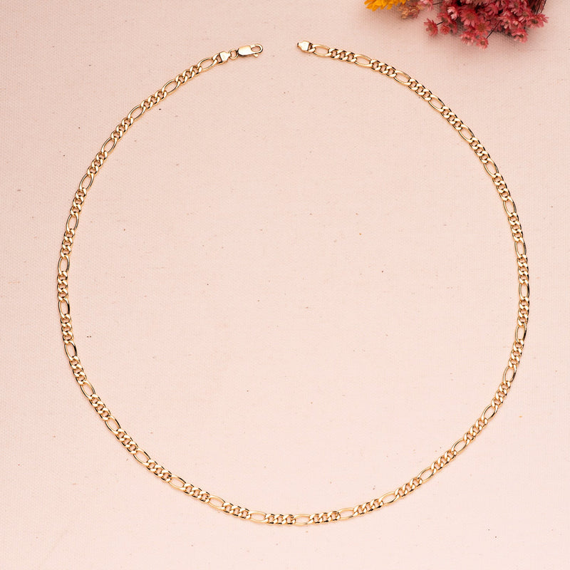 18K Cadena Oro Amarillo Hueca Eslabon Tipo Cartier Ancho 4.5 mm Largo 60 cm