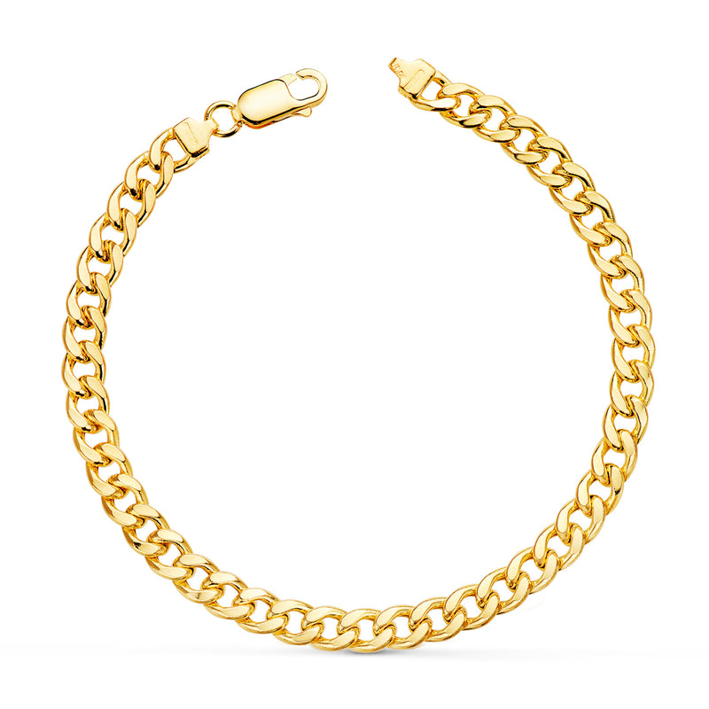 18K Yellow Gold Hollow Curved Bracelet Width: 5mm Length: 19 cm