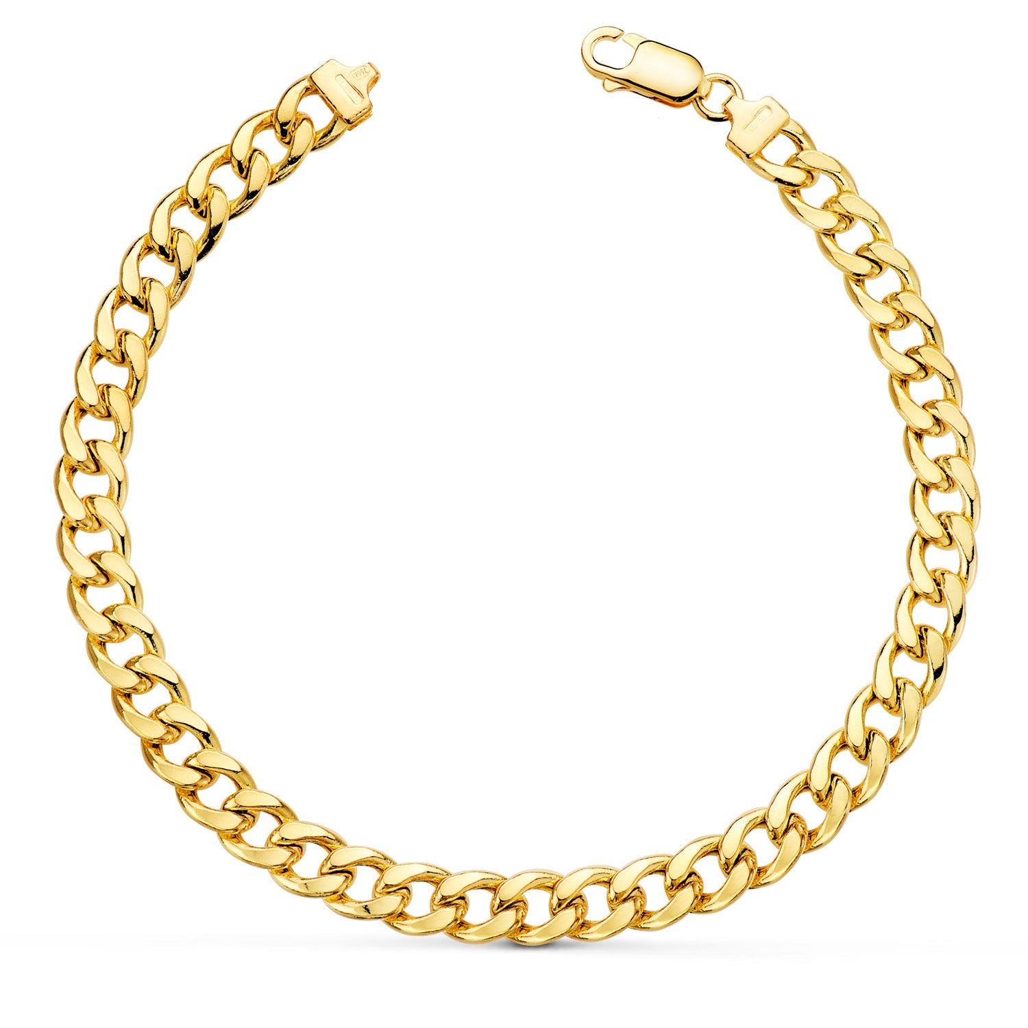 18K Yellow Gold Hollow Barbada Bracelet Width: 6mm Length: 20 cm