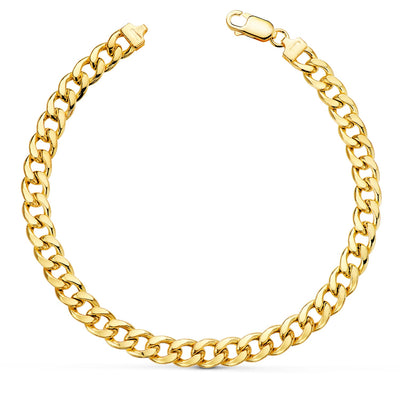18K Yellow Gold Hollow Curb Bracelet Width: 6mm Length: 20 cm
