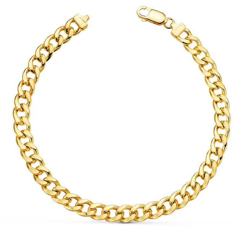 18K Yellow Gold Hollow Curb Bracelet Width: 6mm Length: 20 cm