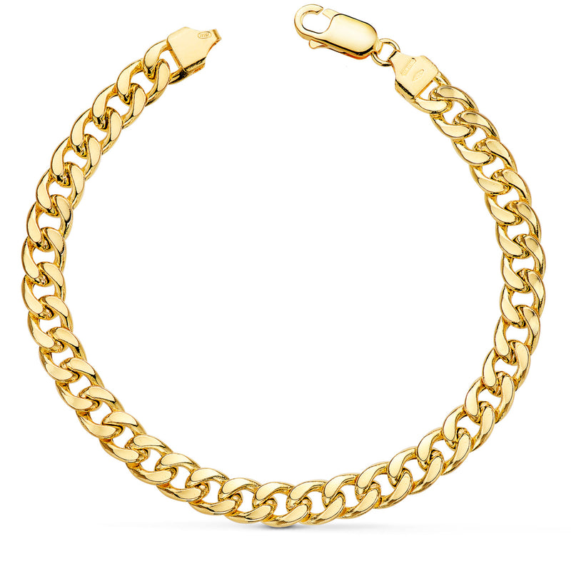 18K Yellow Gold Hollow Curved Bracelet Width: 6.8mm Length: 21 cm