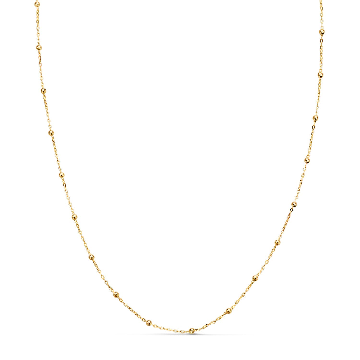 18K Yellow Gold Chain Forced With 2 mm Balls. Width: 0.5 mm Length: 45 cm