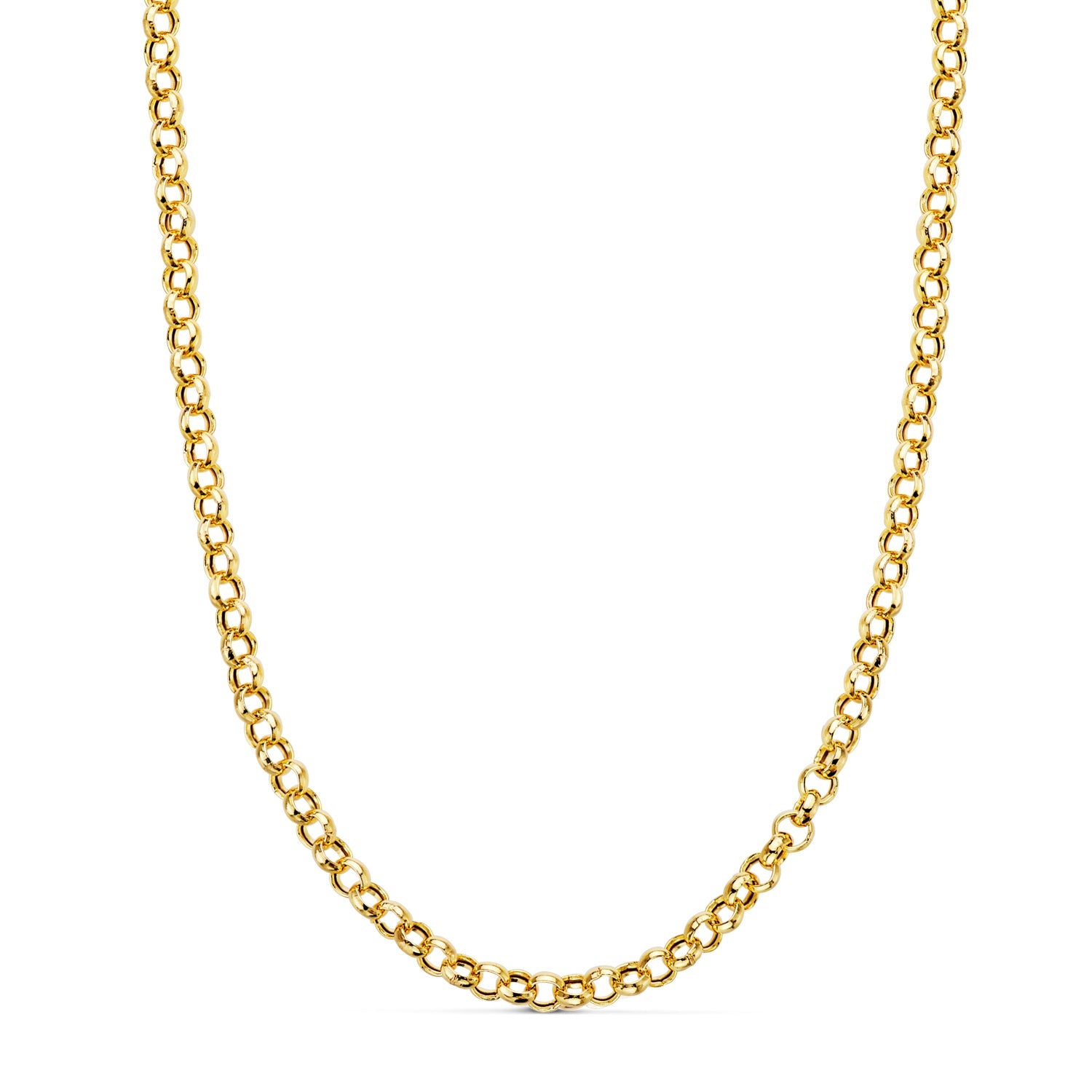 18K Cadena Oro Amarillo Rolo Hueco Ancho: 4 mm. Largo: 45 cm Cierre Reasa