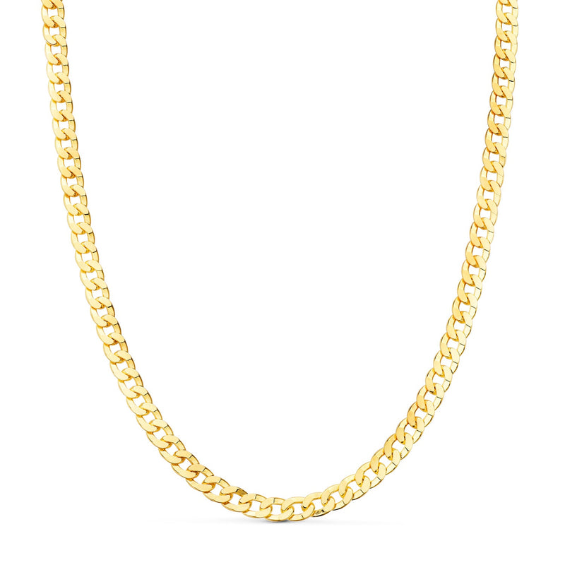 18K Cadena Oro Amarillo Barbada Hueca Largo 60 cm Ancho 5.3 mm