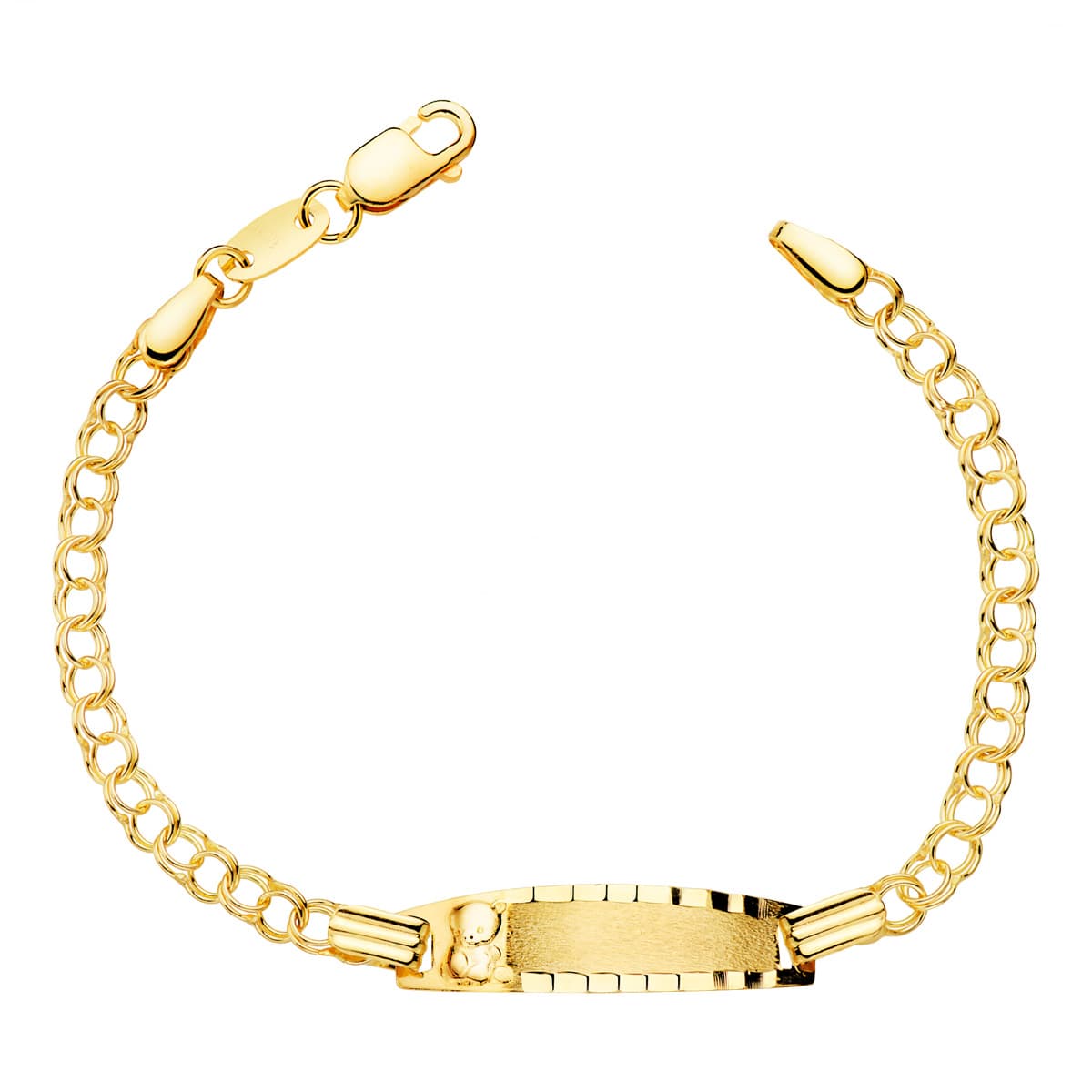 18K Baby Yellow Gold Hungarian Matte Plated Slave Bracelet With Bear 20x5 mm 13 cm