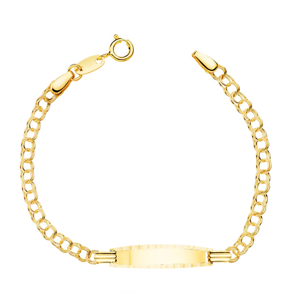 18K Esclava Bebe Oro Amarillo Hungarina Chapa Brillo Tallada 20x4 mm 13 cm