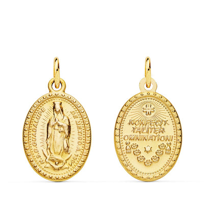 18K Virgin of Guadalupe Medal Oval 18x14 mm
