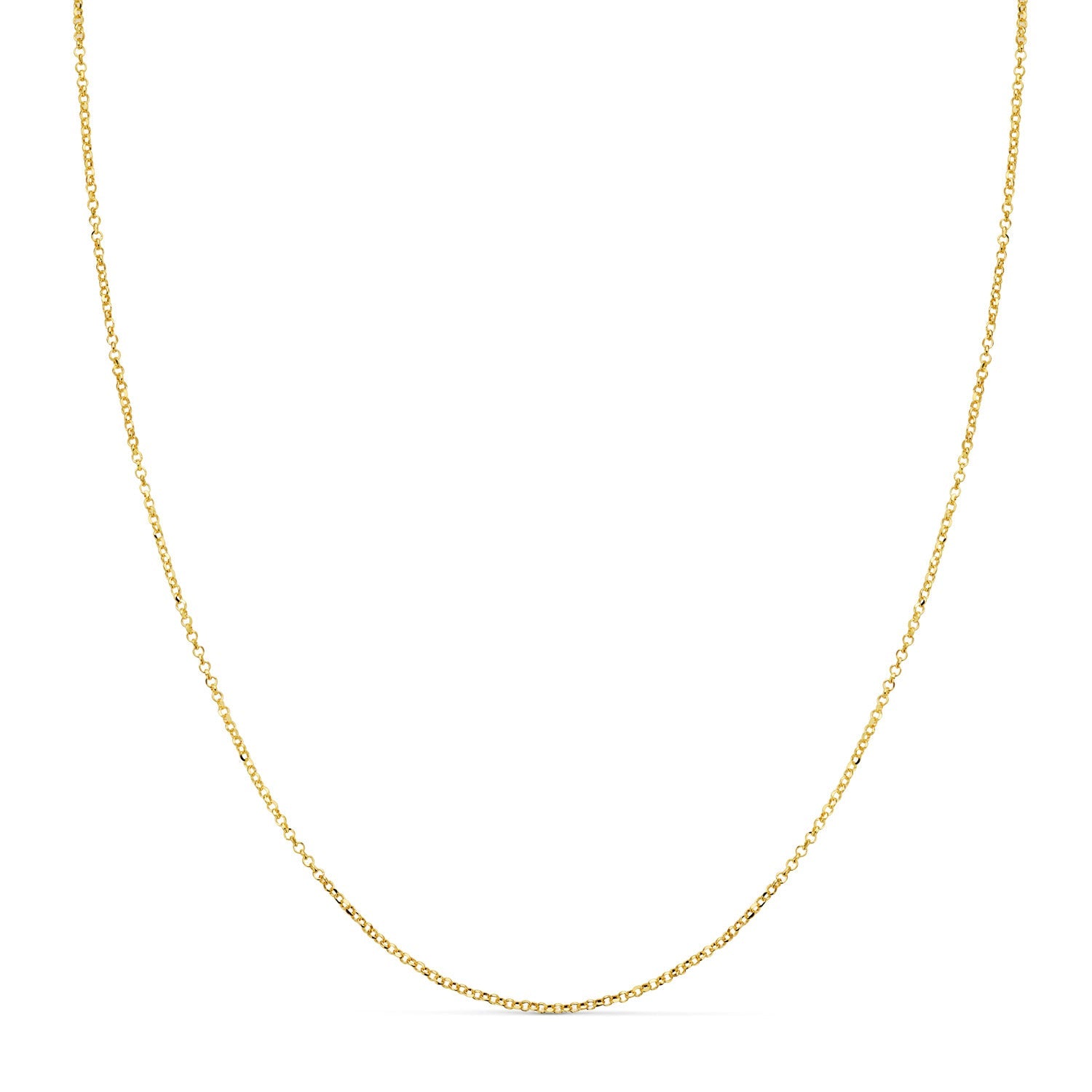 18K Yellow Gold Hollow Diamond-Cut Rolo Chain Width: 1mm. Length: 40 cm