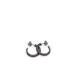 Pendientes Aro Baño Rutenio Circonitas Negras Modelo Mediano 20 mm