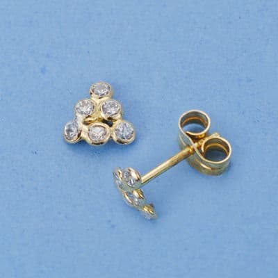 18K Yellow Gold Triangle Earrings 6X6 mm