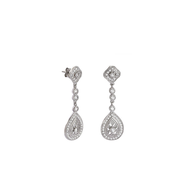 Bridal Drop Design Earrings with Zirconia