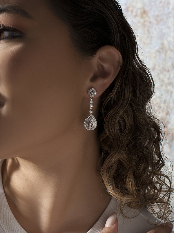 Bridal Drop Design Earrings with Zirconia