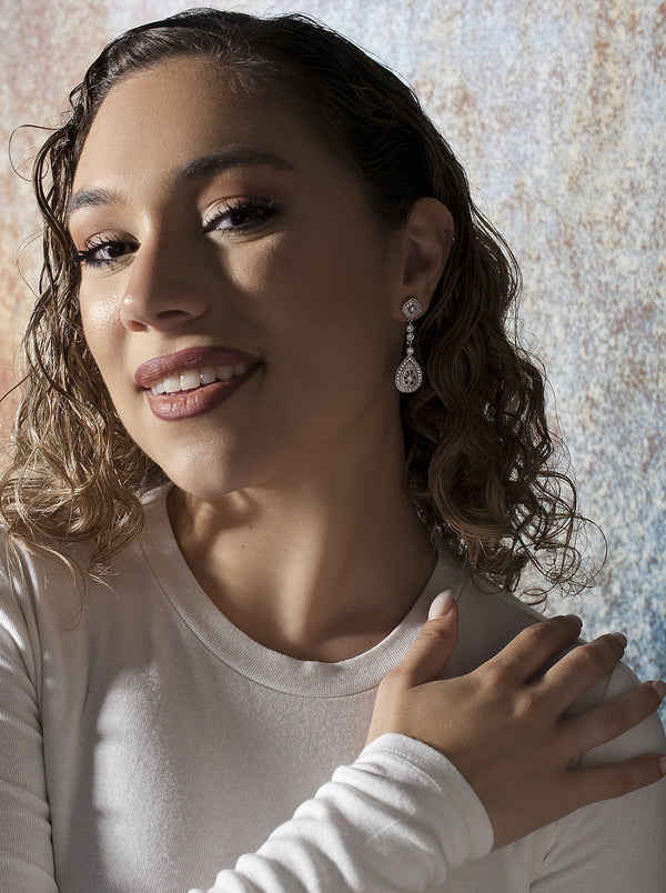 Bridal Drop Design Earrings with Zirconia