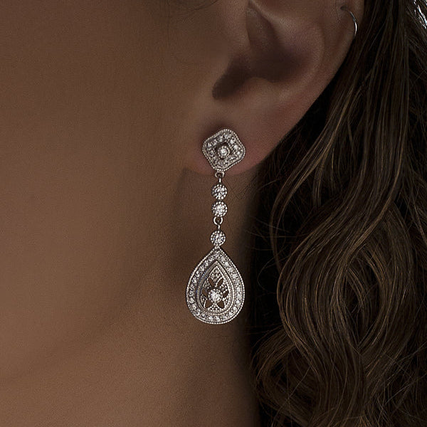 Bridal Drop Design Earrings with Zirconia
