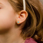 18K Yellow Gold Turquoise Earrings 4mm Nut Closure