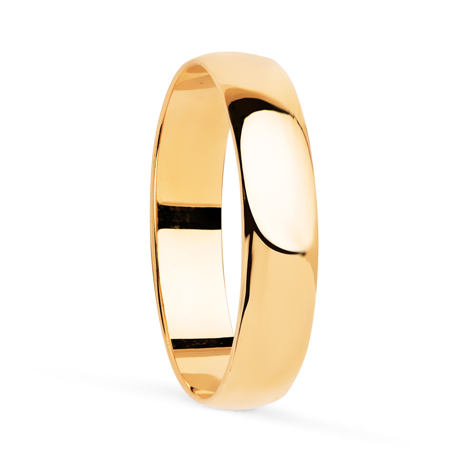 18K Alianza Oro Amarillo Lisa Brillo Ancho 4 mm