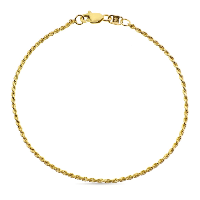 18K Yellow Gold Solomonic Cord Bracelet Width 1.5 mm 20 cm