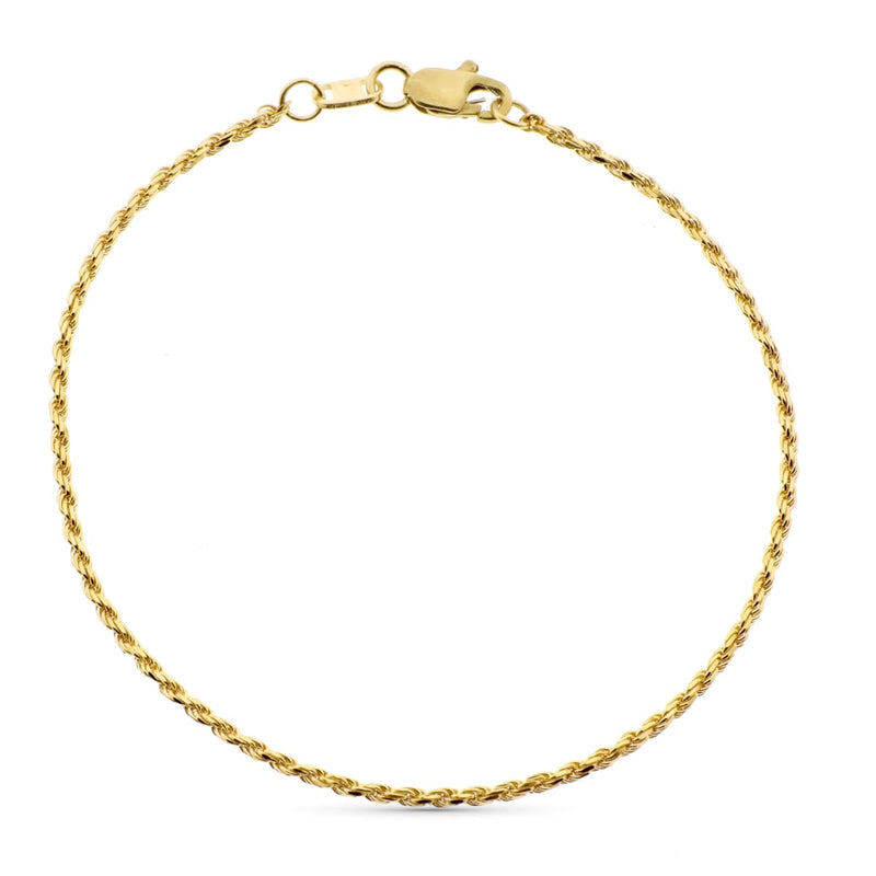 18K Pulsera Oro Amarillo Cordon Salomonico Ancho 1.5 mm 19 cm