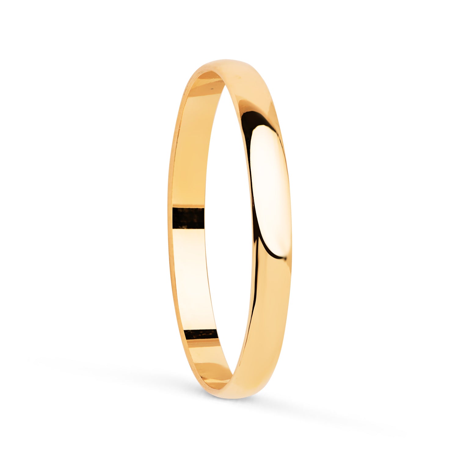 18K Yellow Gold Plain Shiny Wedding Band Width 2 mm