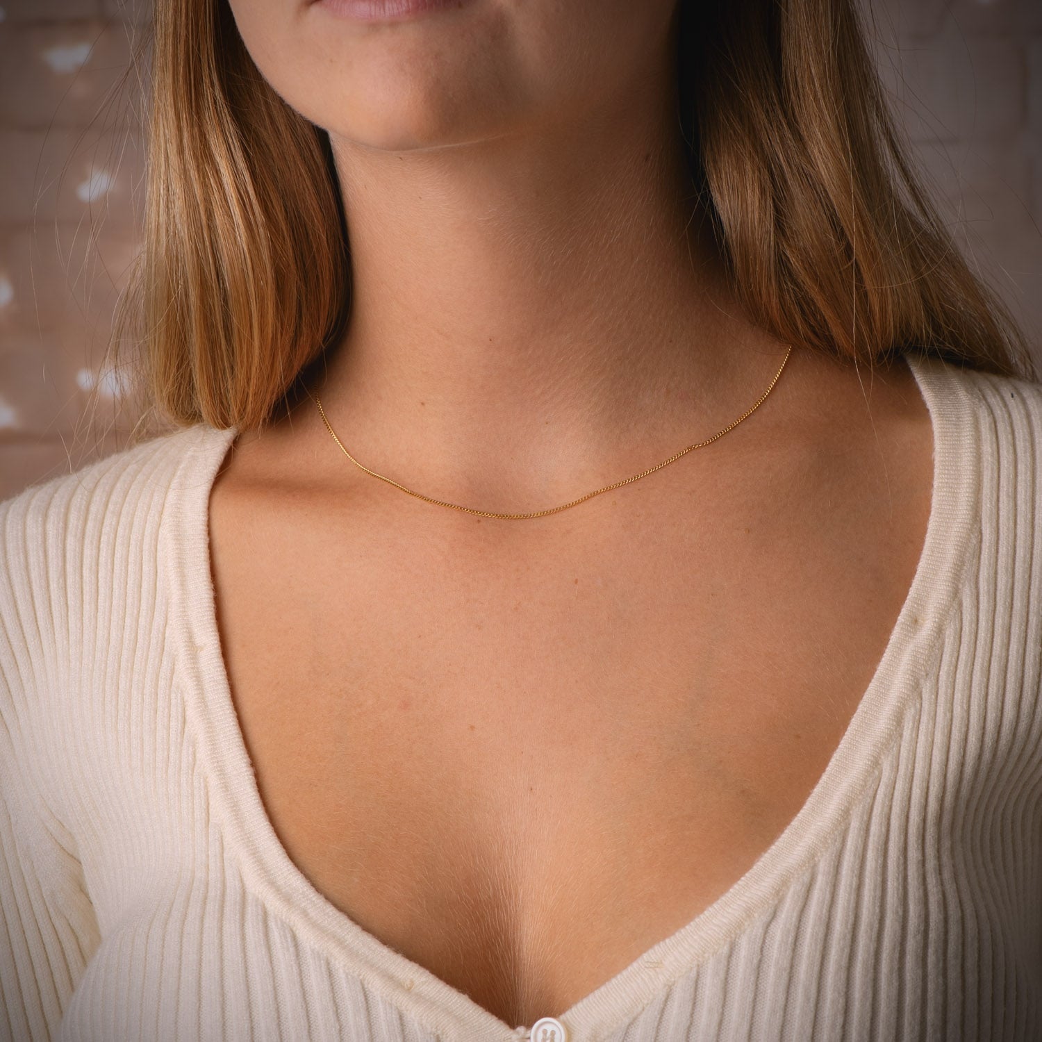 18K Cadena Maciza Barbada 40 cm 0.8 mm