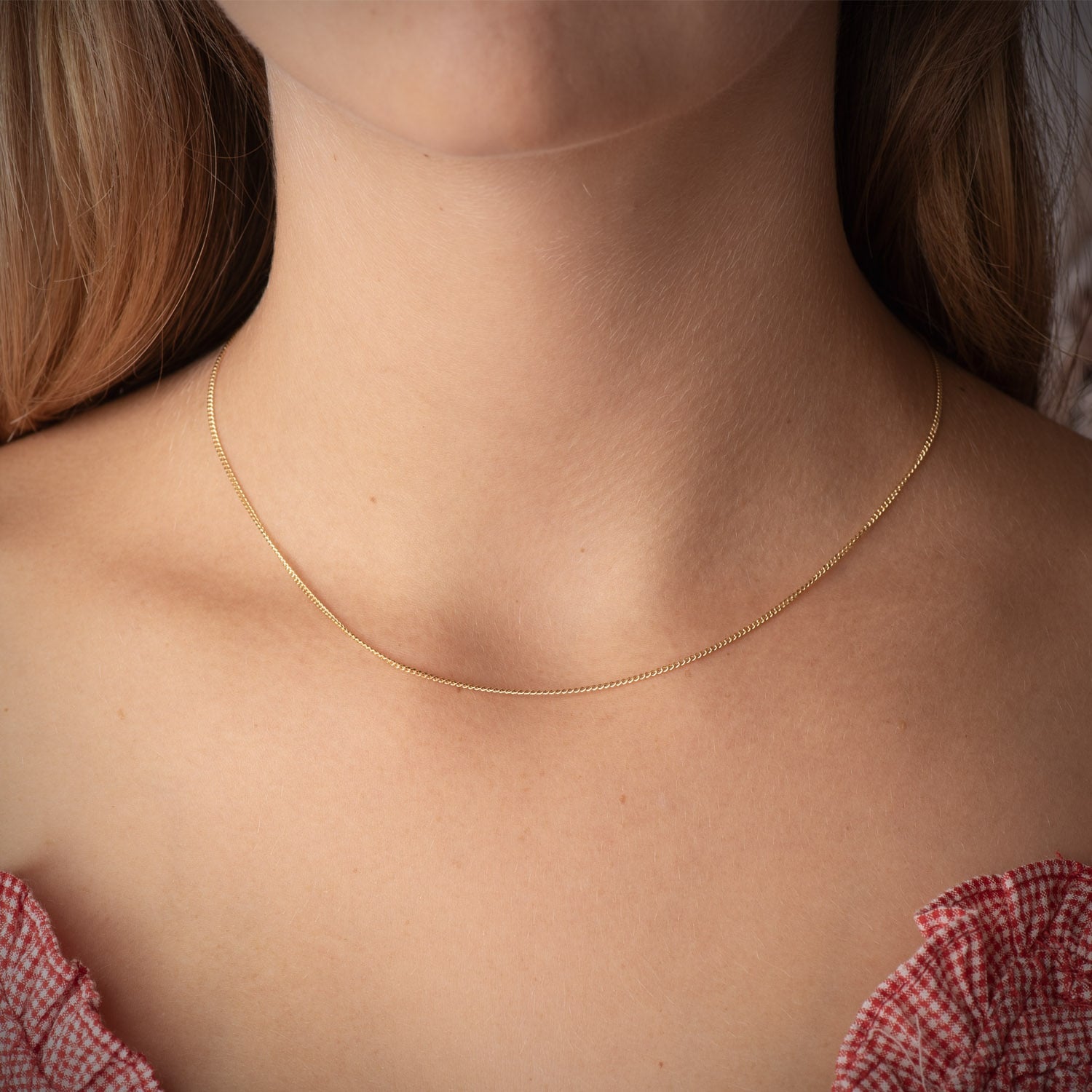 18K Cadena Maciza Barbada 40 cm 1 mm