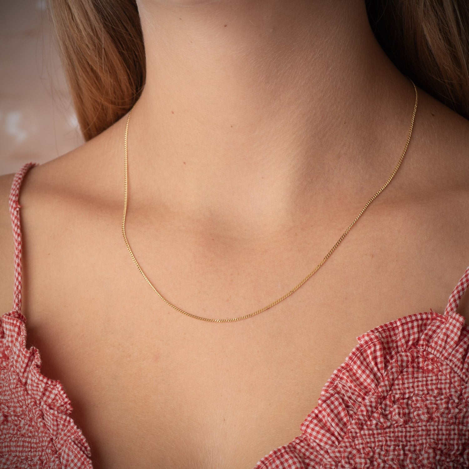 18K Cadena Maciza Barbada 45 cm 1 mm