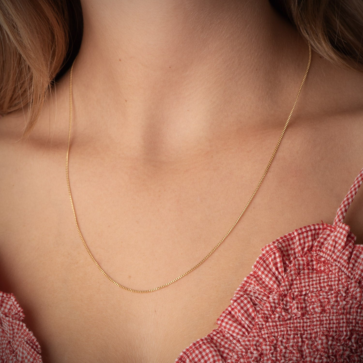 18K Cadena Maciza Barbada 50 cm 1 mm