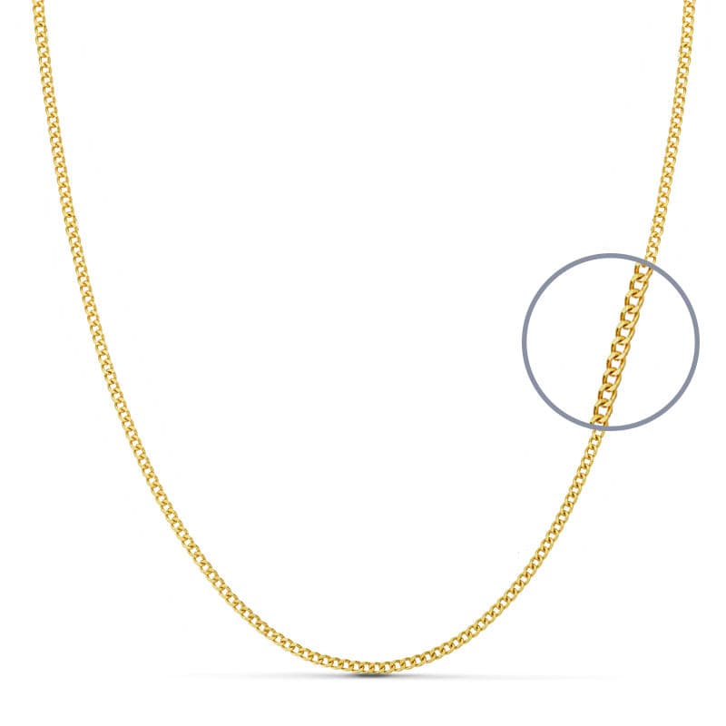 18K Solid Yellow Gold Curb Chain 45 cm Width 1.2 mm