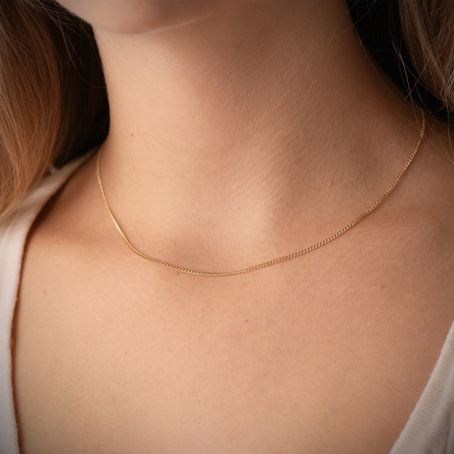 18K Cadena Maciza Barbada 40 cm 1.2 mm