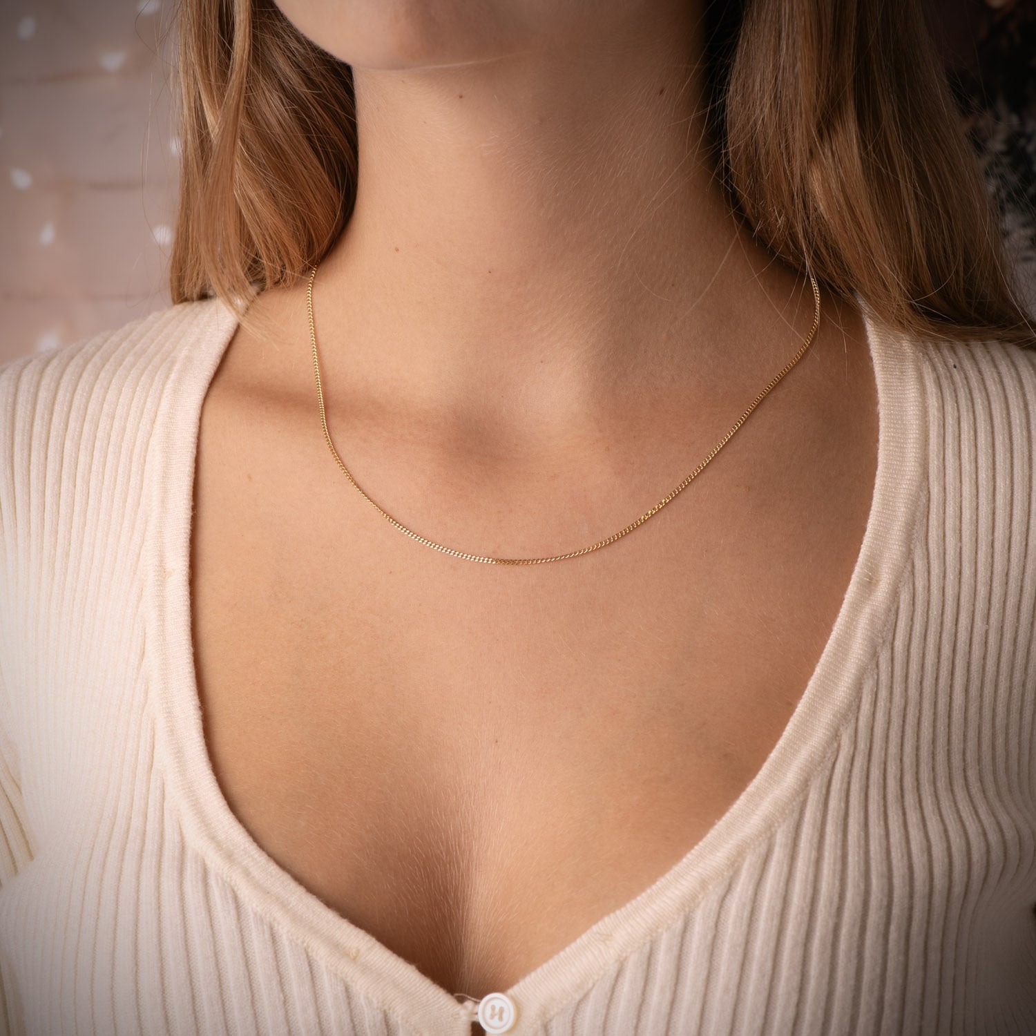 18K Cadena Maciza Barbada 45 cm 1.2 mm