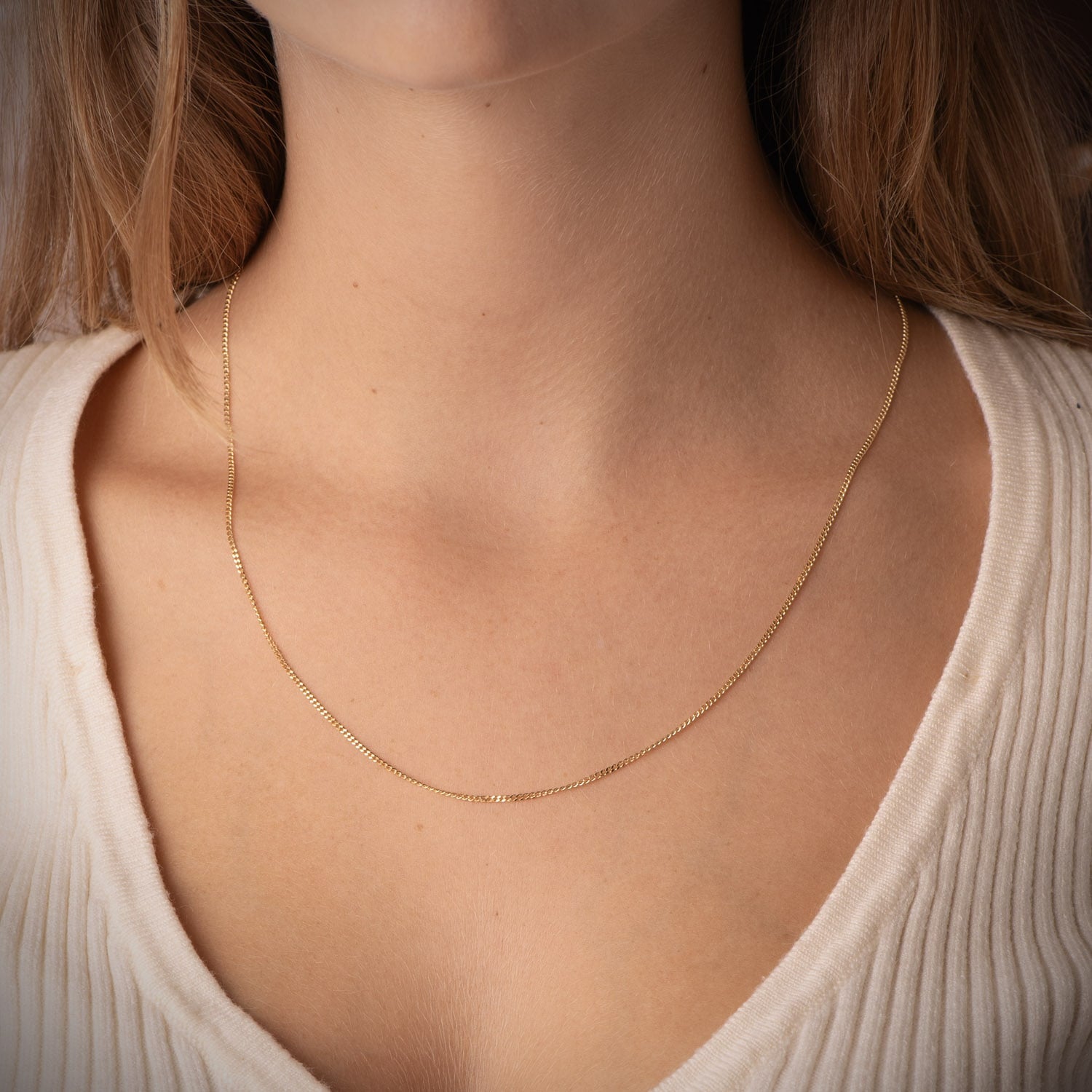 18K Cadena Maciza Barbada 50 cm 1.2 mm