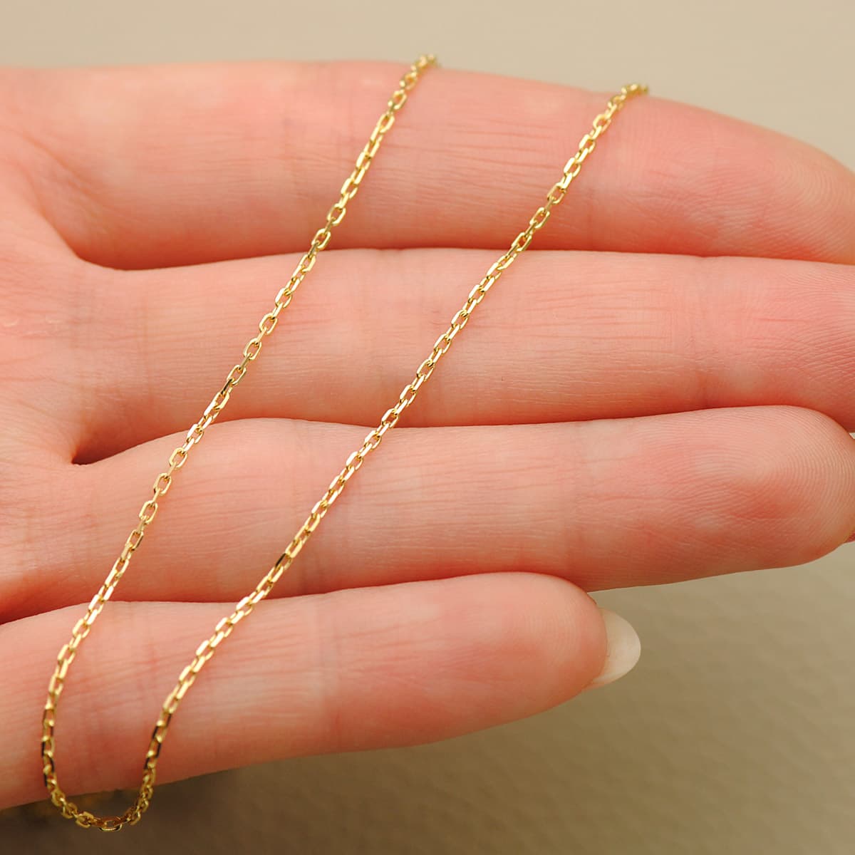 18K Solid Chain Forced Length 50 cm Width 1 mm