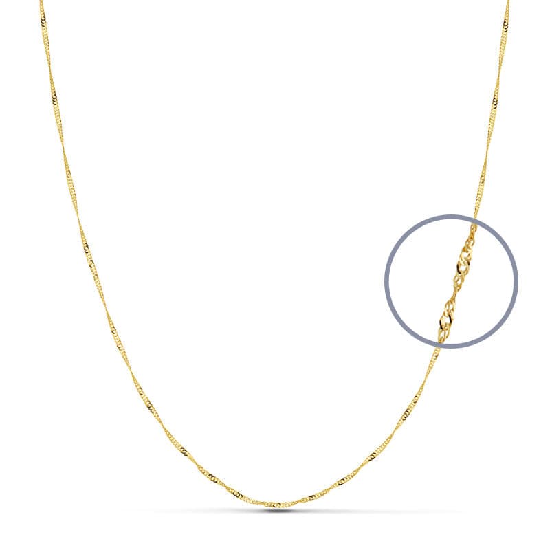 18K Solid Singapore Chain 45cm 1mm