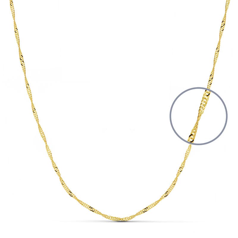 18K Solid Singapore Chain 50 cm 1.5 mm