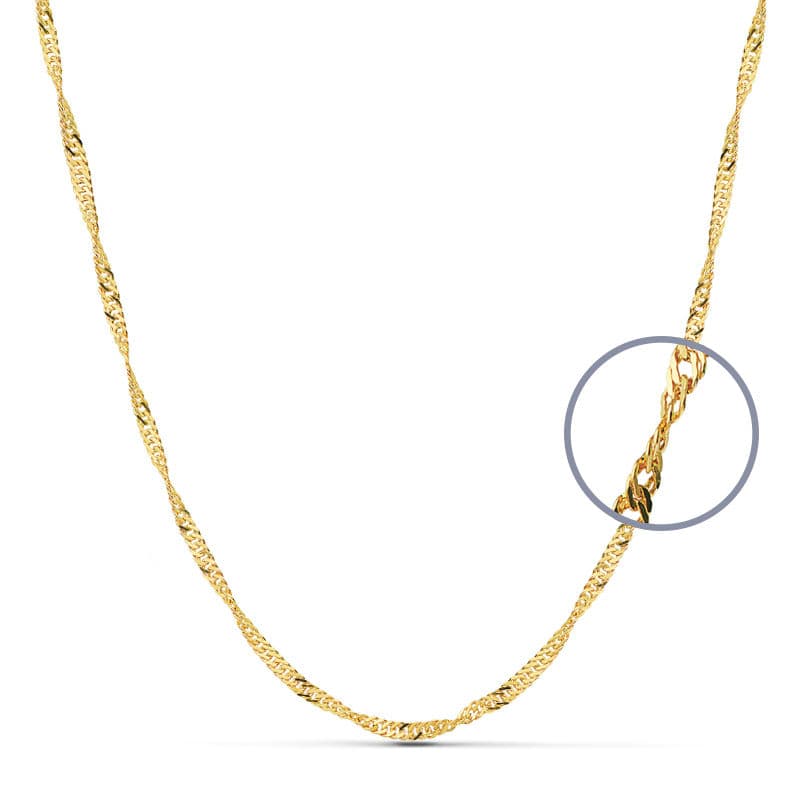 18K Solid Singapore Chain 45cm 2.5mm