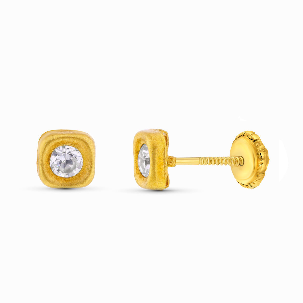 18K Yellow Gold Earrings Zirconia 5X5 mm