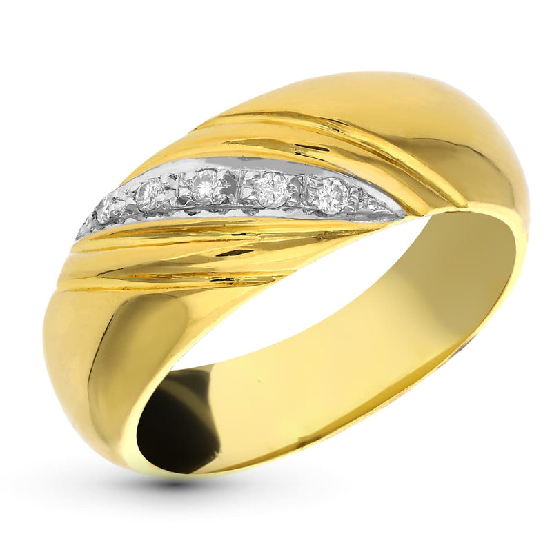 18K Sortija Oro Amarillo 5 Diamantes Talla Brillante 0.10 Qts.