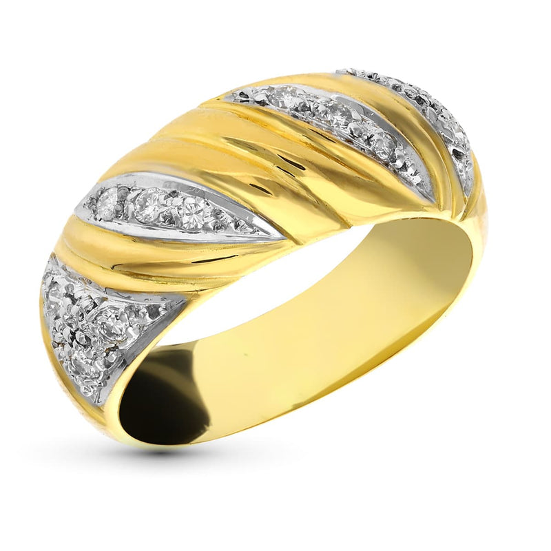 18K Sortija Oro Amarillo Diamantes Talla Brillante 0.24  Qts.