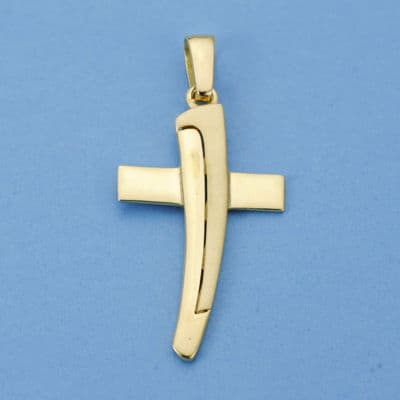 18K Matte and Shiny Cross 40x22 mm