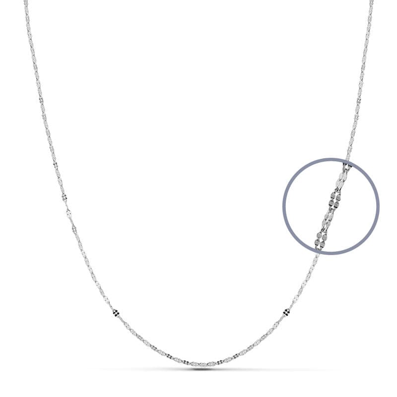 18K Solid Chain White Gold 45 cm 1.1 mm