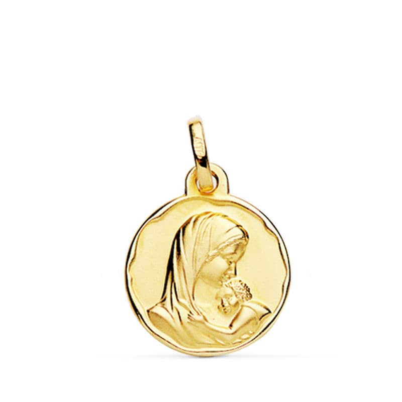 18K Medalla Madre Amor Maternal 16 mm