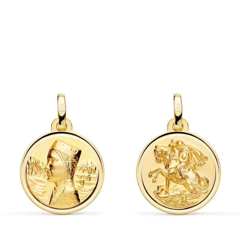 Vierge Scapulaire Montserrat Et Saint George 18K Lunette 16 mm