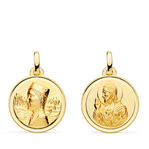 18K Scapular Virgin Montserrat and Heart of Jesus Bezel 18 mm