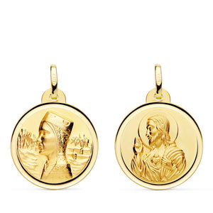 18K Scapular Virgin Montserrat and Heart of Jesus Bezel 20 mm